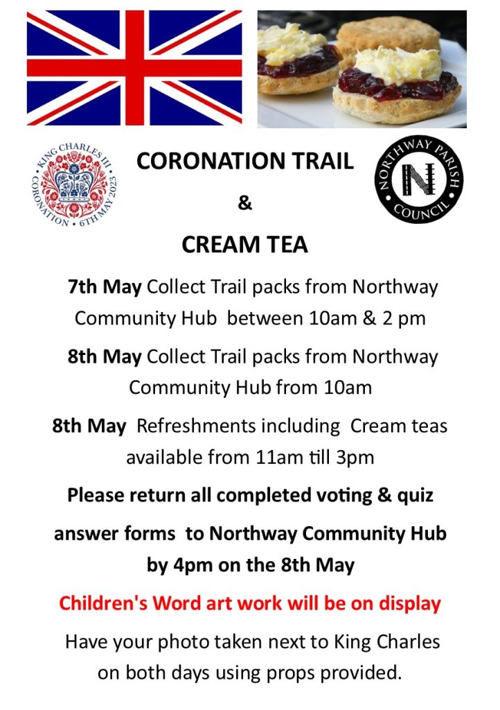 northway parish council coronation trail and cream tea poster